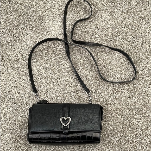 Brighton Black Crossbody Bag with Heart Clasp - Picture 1 of 6